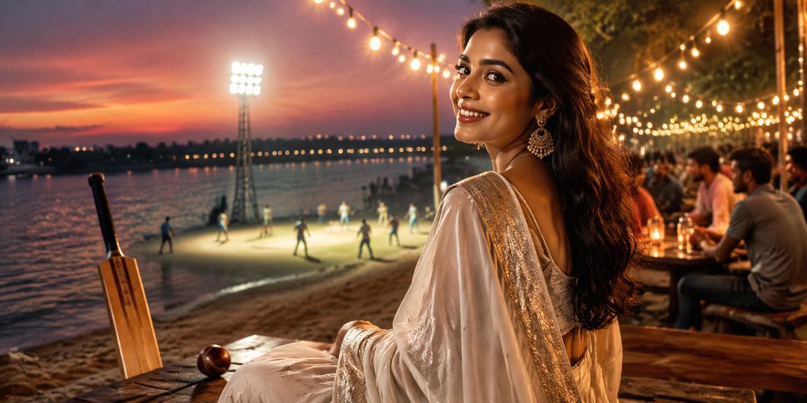 খুলনায় শাড়ি পরিহিত একজন নারী মোবাইলে ক্রিকেট বেটিং দেখছেন